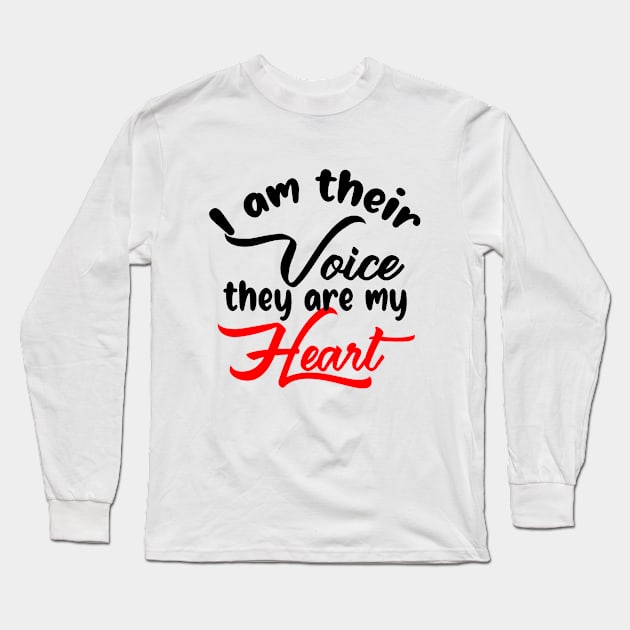 I Am Their Voice They Are My Heart,Cute Autism Awareness Gift, Fun Autism Teacher Long Sleeve T-Shirt by SILVER01